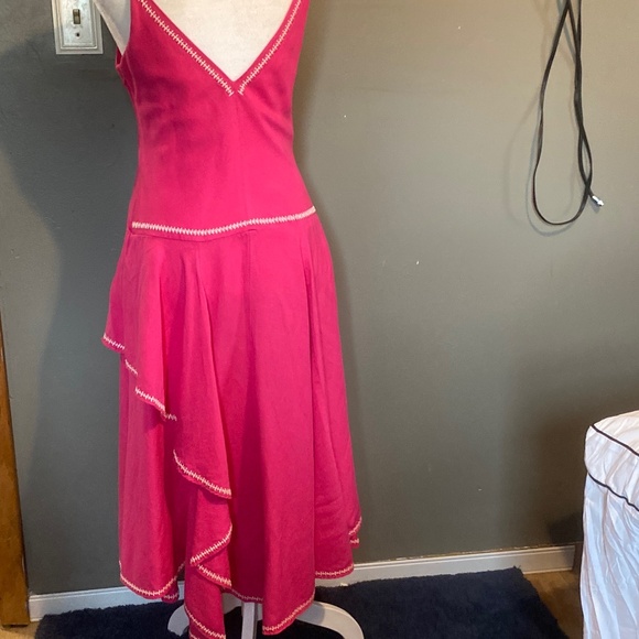 Esteban Cortazar Collective Pink Ruffle Accents Mid-Calf length Luxury Dress S - Picture 5 of 14